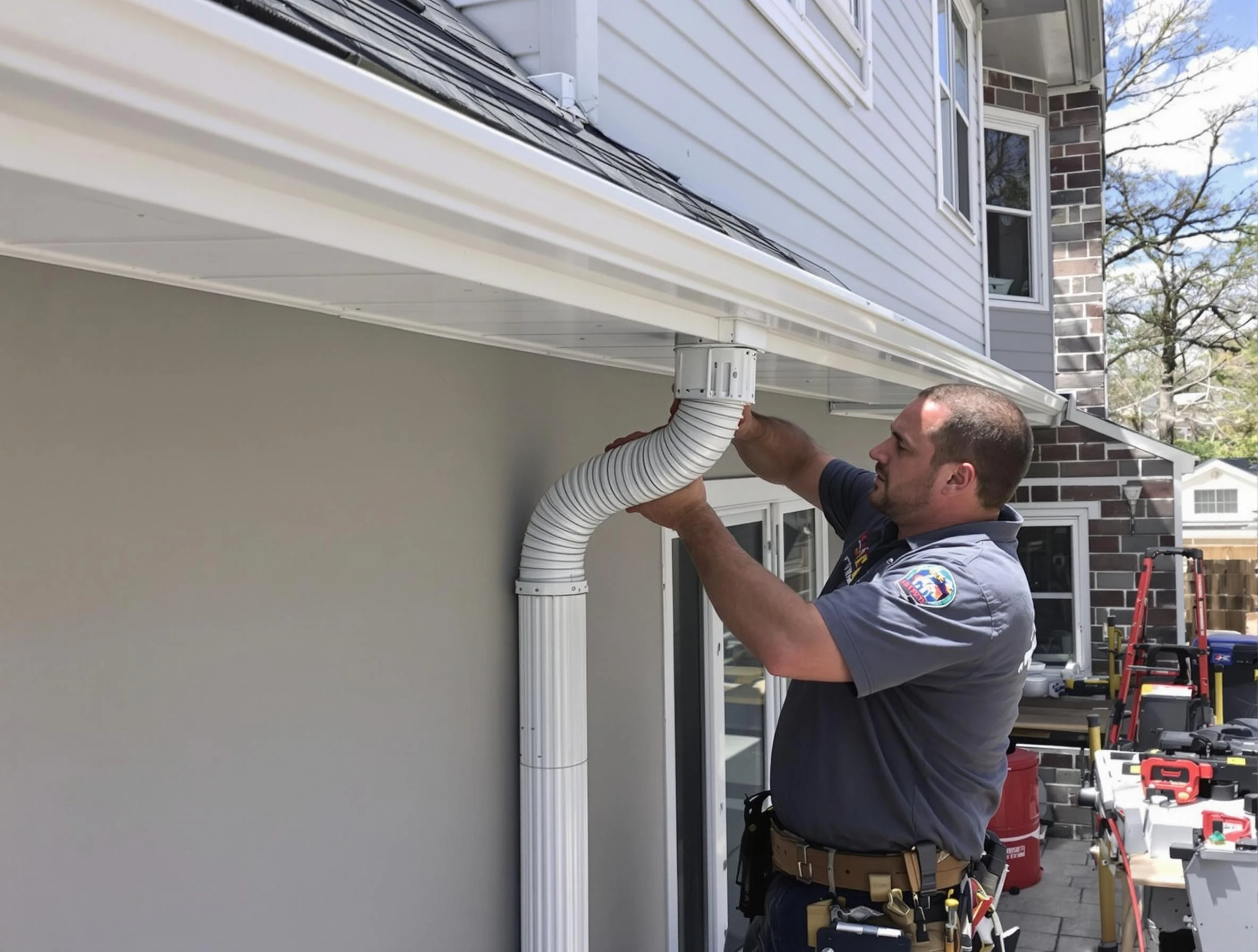 Downspouts installed by Brecksville Roofing Company to guide water away in Brecksville, OH