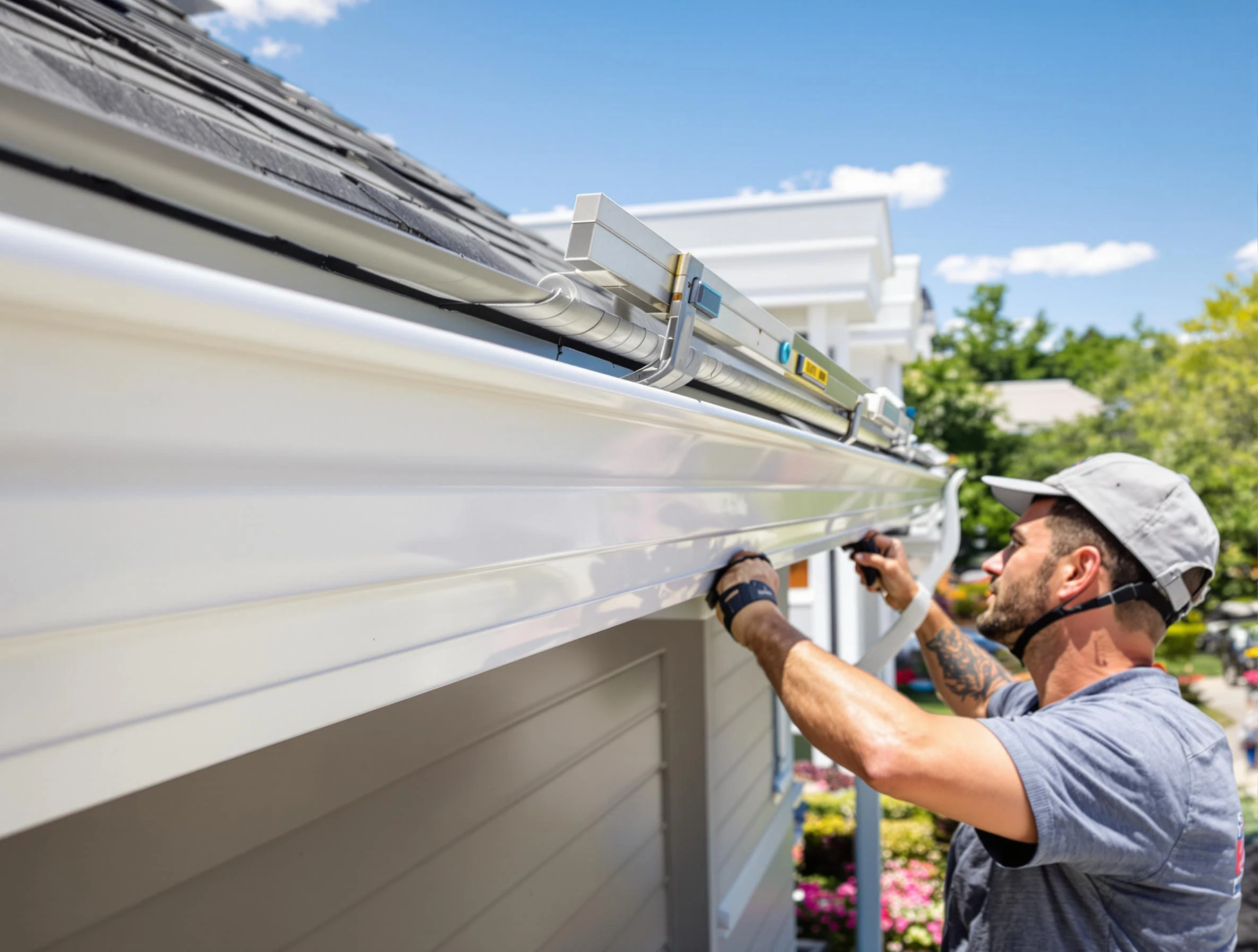 Newly installed gutters by Brecksville Roofing Company for a home in Brecksville, OH